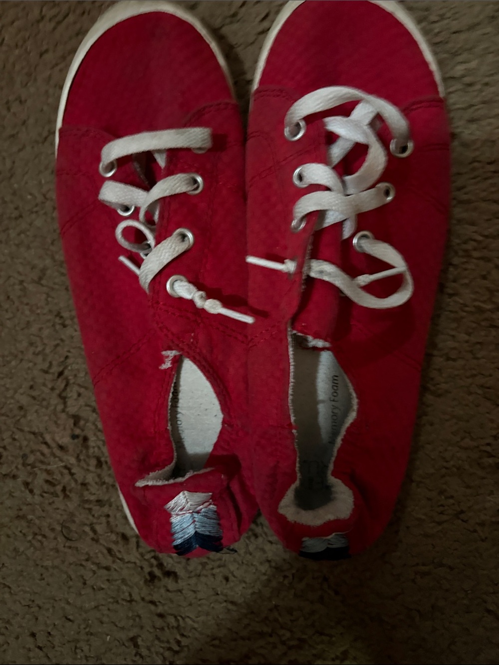 Time and Tru Red Lace-Up Women's Sneakers